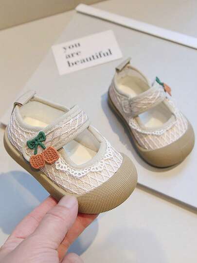 1 par de zapatos planos exquisitos para primeros pasos de bebé, aptos para uso diario tanto en interiores como exteriores