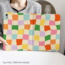 1 Piece Pastel Checkerboard Tablet Case With Stand - Shockproof Cover, Playful Retro Aesthetic,360° Rotating Stand Tablet Case Compatible With Air/Pro Compatible With XIAOMI Series,Smart Case/Auto Sleep/Wake Function,Fashion-Themed Tablet Accessories - Multicolor - View 8