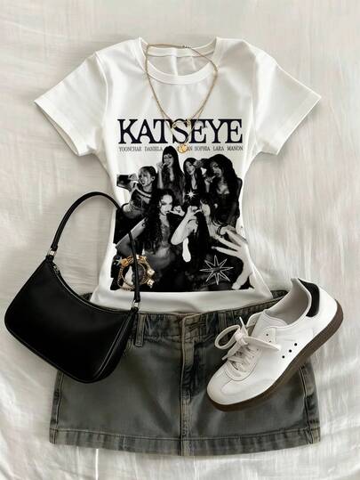 Camiseta ajustada de algodón puro para mujer, estampado de banda, estilo de vacaciones en la playa, top 100% algodón, suave y cómodo, casual diario, streetwear, top, verano, tops mujer, camisetas mujer, bluas de mujer, jersey, sudaderas de mujer, ropa mujer, bluas de mujer elegantes, verano mujer, ropa verano mujer, deporte, tops verano, primavera mujer, camisetas de gym mujer, camisetas básicas, camisetas manga corta mujer, primavera verano, romwe, festival outfit mujer, Y2K, Camiseta divertida otoño/invierno, vacaciones, playa, casual, ropa de los 90, tops bonitos, top negros, top blanco, ropa de mujer de Pascua, carnaval, todas las estaciones, oficina/salón/hogar/deportes al aire libre/minimalista, mujeres occidentales, trajes