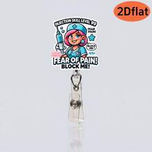 1pc Cute Nurse Cartoon Retractable Badge Holder, Durable Acrylic Material, 360 Degree Rotation, Suitable For Office, Teachers And Medical Staff - 1pcs - View 18