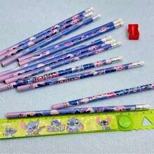 12pcs/Box Cartoon Stitch Wooden Pencils With Erasers, Creative Stationery Gift Set - Stitch Pencil - View 8