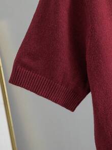 GIGOGOU Áo thun dệt kim tay ngắn mềm mại, thoải mái dành cho nữ, thích hợp cho mùa xuân/hè. - Đỏ - Xem 6