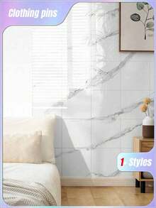 10 piezas/paquete 0.9 m² Adhesivo de baldosas de estilo mármol gris oscuro, papel tapiz de compuesto de aluminio impermeable para renovación de paredes, adecuado para el Día de San Valentín, bodas, cumpleaños - 10 piezas - Blanco - Ver 7