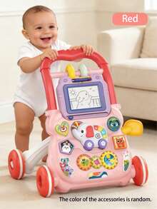 多功能婴儿学步车，带音乐，防翻滚，可坐可站，钢琴活动板，齿轮和形状学习，ABS材质，适合0-18个月宝宝的早教学步玩具，生日和圣诞礼物 - 彩色 - 查看 10