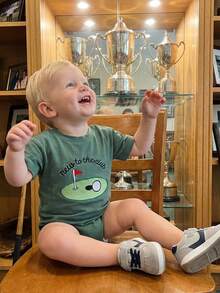 Baby Boys Rompers Letter Golf Embroidery Crew Neck Short Sleeve Infant Bodysuits Jumpsuits - Green - View 4