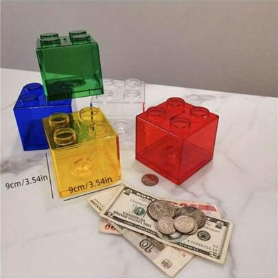 2026 New - 1pc Creative Large Capacity Transparent Piggy Bank, INS Style Building Block Coin Jar, Deposit & Withdraw, Collection, Birthday/Holiday Gift, Perfect Present
