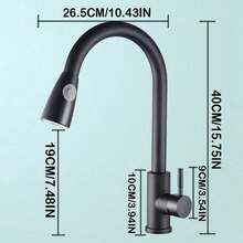 1pc Black Modern 304 Stainless Steel Multi-Function Faucet With Various Water Flow Modes, Practical Bathroom Sink, Balcony, Laundry, Toilet, Kitchen Sink, Retractable Faucet For Home, Restaurant, Hotel - Black - View 7