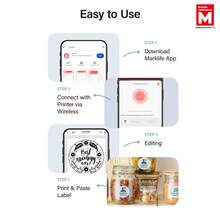 Impressora de etiquetas Marklife X2, impressora térmica portátil para impressão de etiquetas de identificação, etiquetas de produtos, etiquetas de roupas, etiquetas para latas e etiquetas de endereço. Ideal para estudantes, uso doméstico e pessoal. Compatível com sistemas Android, iOS e Windows. Acompanha 3 rolos de papel. - Impressora branca e três rolos de etiquetas de 40*30mm - Ver 8