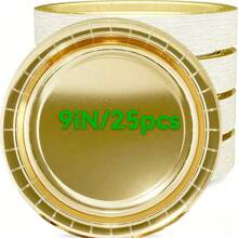G4GADGET 100 Paper Plates 23cm - 9inch Paper Plates, Disposable Plates, Party Plates - Gold - View 12