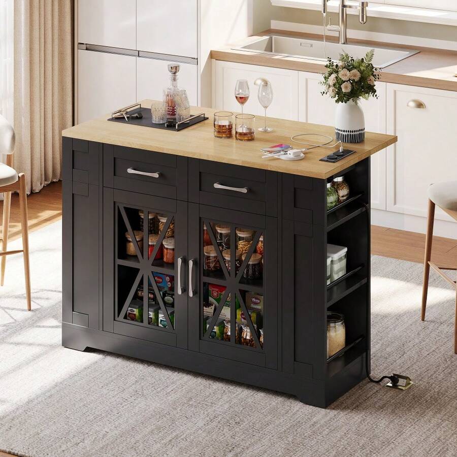 Mobile Storage Islands - Black+Natural + MDF + Kitchen - View 1