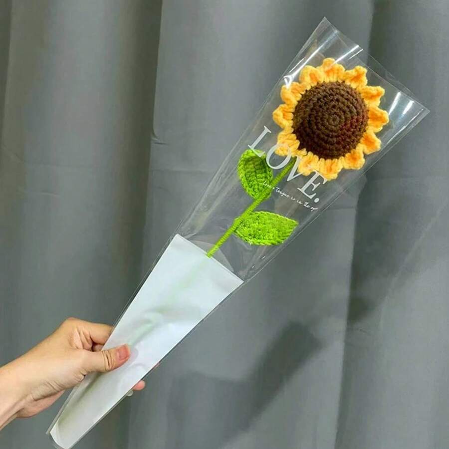 1 unidad de flores de tulipán de ganchillo, flores artificiales tejidas, tulipanes hechos a mano, regalo de boda para invitados, decoración del hogar, regalo de San Valentín - A - Ver 1