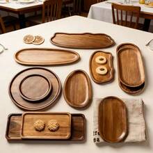 Einzigartige asymmetrische Holztabletts, asymmetrisches Design, geeignet für Kaltplatten, Käse, Obst, Sushi und Heimdekoration - massive Holz Lebensmittel Präsentationstabletts, ideal für Zuhause, Restaurant und Outdoor Camping, Servierplatten, Küchenutensilien, perfektes Einweihungs- oder Neujahrgeschenk, geeignet für verschiedene Anlässe, ganzjährig - Braun - Übersicht 10