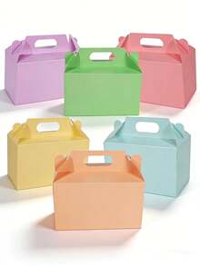 12/6pcs Set Valentine's Day/Easter Triangle Gift Boxes, Colorful Paper Candy, Snack And Cake Gift Boxes, Suitable For Birthday, Back To School, Wedding Party Favors, Size 6 X 3.5 X 3.5 Inches (Soft Tone) - Combination Colors - View 11