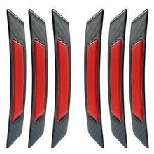 6Pcs Car Reflective Trim Side Marker Stickers Door Reflector Guard Automotive Exterior Accessories Truck Wheel Well Arch Bumper Fenders RedandBlack - Red - 查看 5
