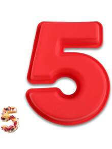 Molde de pastel numérico del 0 al 9 - Molde de pastel de silicona de 10 pulgadas con dígitos, molde de pastel 3D grande de silicona, molde con forma numérica específica, herramienta de decoración, herramienta de horneado antiadherente para galletas y chocolate, adecuado para cumpleaños, bodas, aniversarios y fiestas festivas - Rojo - Ver 7