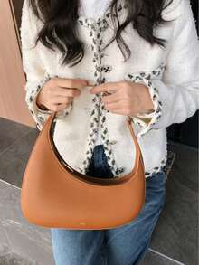New JW PE Series Half-Moon Harlee Bag, French Style, Underarm Bag, Lightweight Niche Shoulder Handbag, Tote Bag, Small Handbag, Suitable For Workplace, Commuting, Daily Outing, Dating, Shopping, Vacation And Multiple Occasions, Fashion Item For Women - Brown - View 7