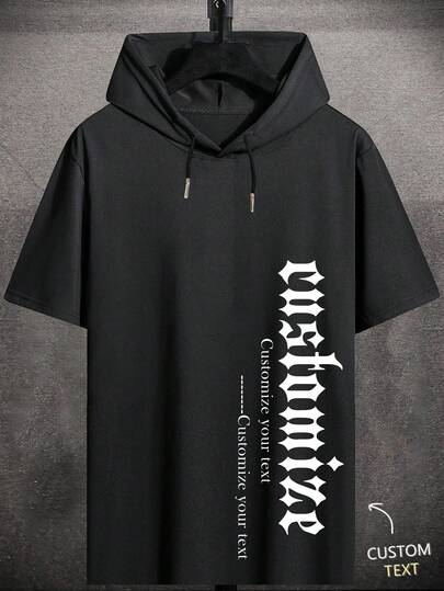 Unique & Personalized! Men's Custom Text Multi-Color Hooded T-Shirt - Perfect Gift For Husband, Boyfriend Or Dad