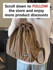 A Niche, Multi-Functional, Casual Tote Bag, Solid Color, Minimalist Style, Large Capacity, Portable Women's Bag, Minimalist Multi-Functional Bag Suitable For Daily Commute, Travel, Shopping And School - Coffee Brown - View 3