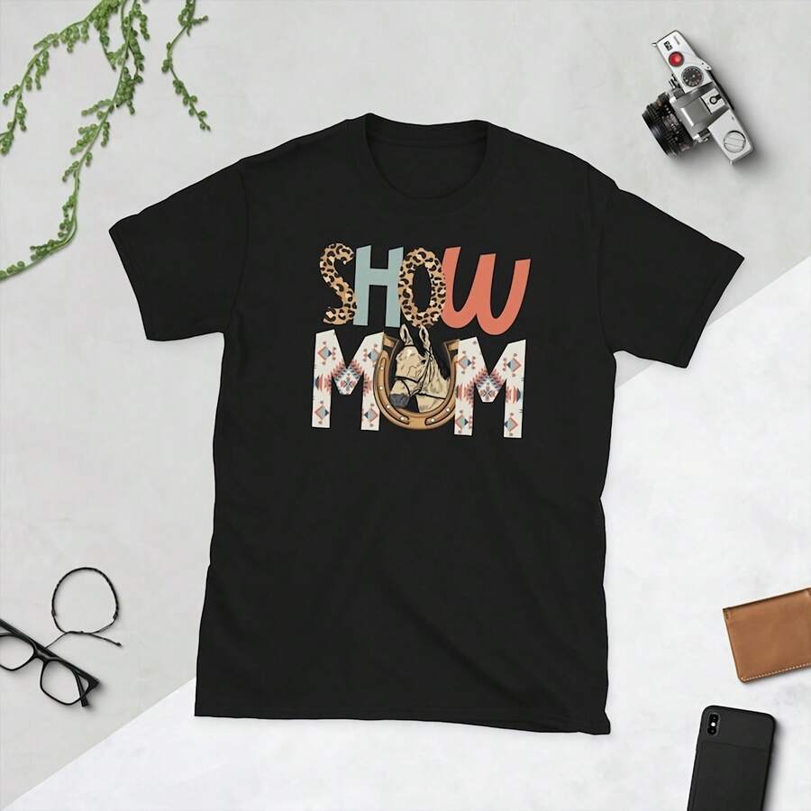 Camiseta unisex para mamá de espectáculos de caballos, regalo para mamá ecuestre. - Negro 5 - Ver 1