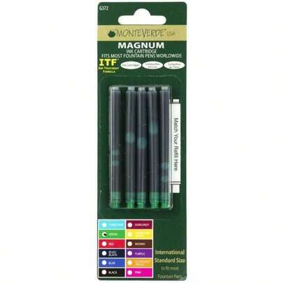 USA Ink Cartridges - Green - And Bold High - Capacity Ink Smooth Writing, Compatible With Most Fountain Pens, 5 - Pack Blister