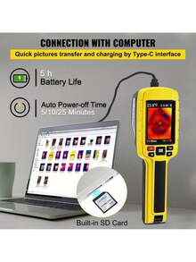 Thermal Imaging Camera, 60x60 (3600 Pixels) IR Resolution Infra-Red Camera With 2.8" Color Display Screen, Built-In SD Card And Li-Ion Battery, For HVAC, Electrical System Automatic Detect - Yellow - View 6