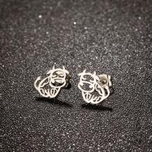 一对迷你圣诞雪花耳钉，不锈钢伞形小耳环，可爱时尚饰品，派对礼物 - 銀色 - 查看 1