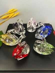 1/2/5/6PCS,Set Of 2 Crystal Swan Figurines Collectible Glass Animal Ornaments Pair Swans Home Living Room Bedroom Decor Sparkling Crystal Gift Ideal Swan Deco Figurine Crystal Figurines Swan Cake Toppe Glass Decor Back School Season Travel Season - Swan - View 7
