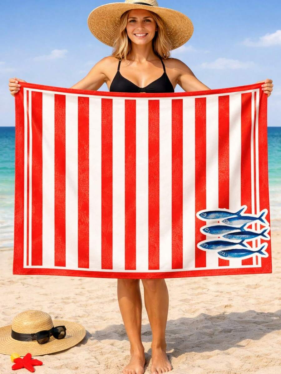 BASSI BRASIL ESTAMPARIA DIGITAL Women's Tropical Beach Cover-Up - Brazil Collection - Holidays, Party, Elegant, For Going Out - Composite Fabric - Beach Cover-Up - Beach, Holiday, Wedding, Vacation, Bachelorette Party, Trip, Summer - 沙丁魚 - 查看 1