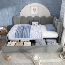 Sofa Bed Frame - Grey + Velvet + 90cm*190cm - View 9