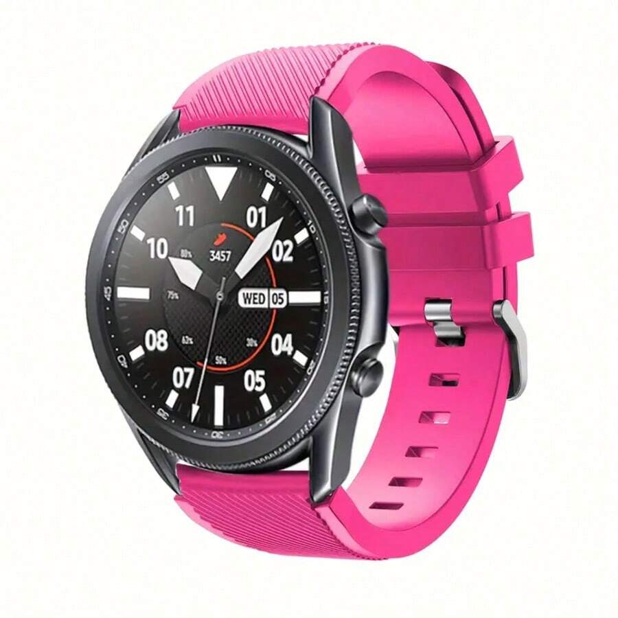 1 Pack 22mm Silicone Bands, Compatible With Samsung Gear S3 Frontier/Classic Watch Silicone Bracelet, Sports Silicone Band Strap Replacement Wristband Compatible With Samsung Gear S3 Frontier / S3 Classic,Compatible With Huawei Watch 2 Pro/GT/GT2(46mm)/GT2E/GT2 Pro/Watch 3/3 Pro,22mm Universal Soft Silicone Watch Band - Rose Red 3 - View 1