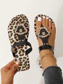 新款女士凉鞋，黑色女士凉鞋，时尚女士平底凉鞋 - 黑色 - 查看 13