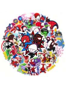 Marvel 50pcs, Interesting Spider Man Stickers, Cute Spider Man Stickers, Beautifully Decorated Small Stickers For Anime And Movie Peripherals, Suitable For Smartphones, Indoor Room Decoration, Laptops, Water Bottles, Notebooks, Bumpers, Skateboards, Phone Cases And Back To School Decoration, Parties. Decorative Stickers Are Suitable For Various Scenarios And Scratch Resistant (Some Styles Are Random) - Multicolor - View 3
