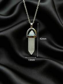 1pc Women's Hexagonal Opal Pendant Necklace, Suitable For Daily Wear - Opal - View 3