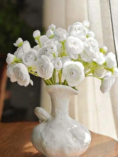 6 Stems/Bunch Artificial White Camellia Flowers, Suitable For Home Decor, Bouquet Arrangement, Wedding Centerpiece, Bridal Bouquet, Living Room & Bedroom Decoration, Photography Props, Garden Decoration, Cake Decor