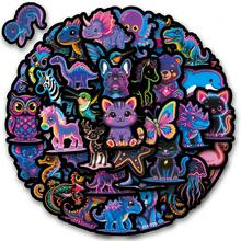 50PCS Neon Animals Stickers Decals Scrapbook, Journaling, Laptop, Bumper, Skateboard, Water Bottles, Collectibles, Pen Holders, Journals, Computer, Phone Stickers Can Bring A Lot Of Fun To Your Life, The Perfect Gift For Adults - Neon Film - View 12