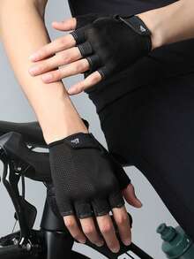 防滑露指手套，全掌保护，透气健身手套，男女通用，半指骑行手套，健身房训练哑铃引体向上手套，自行车配件 - 彩色 - 查看 10