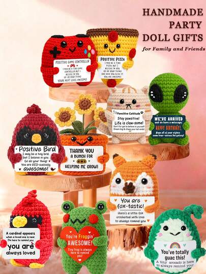 1pc Handmade Crochet Desktop Decor Figurine, Cute Animal & Plant Sci-Fi Design, Birthday, Mother's Day, Father's Day Gift For Family, Friends, Coworkers, Positive Emotions, Graduation, Holiday, Party Favor