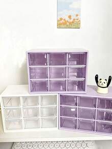 Transparent Plastic Desktop Drawer Storage Box, Large Capacity Multi-Function Storage Rack, Suitable For Desk Or Wall-Mounted, Portable Jewelry Stand, Office Supplies, Cosmetics, Bathroom Accessories, Travel Essentials - Multicolor - View 1