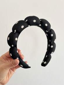 3件套女士优雅复古波点海绵云朵软垫发箍，时尚发圈，适合日常、洗脸、化妆、SPA，多功能发饰，家居卧室装饰 - 彩色 - 查看 9