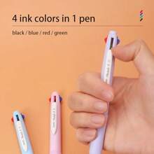 Multi-Color Gel Pens 4-In-1 Colored Pens 0.7 Medium Fine Point Ballpoint Gift Pens For Planner Journaling Assorted Ink 6-Count - 混合灰,白,鼠尾草綠,粉紅,藍 - 查看 4
