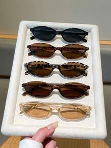 5件套女士时尚眼镜套装，椭圆形镜框，沙滩度假旅行配件，派对聚会街头风礼物，Y2K - 5pcs - 查看 8