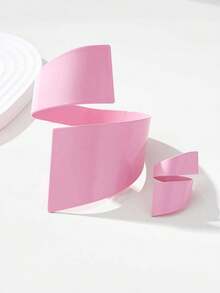 1 Set de joyería de estilo bohemio con brazalete y anillo de metal liso con diseño geométrico, adecuado para uso diario, fiestas, casual y vacaciones de mujeres - Conjunto geométrico - Ver 8