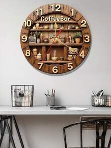 1个10/12英寸2D效果静音木质DIY挂钟 - 彩色 - 查看 2