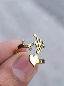 Anillos árabes personalizados, Anillos árabes, Anillos personalizados, Anillos con nombre personalizado, Regalos para mujeres, Anillos árabes personalizados, Anillos árabes exquisitos - Anillo en forma de corazón - Ver 3