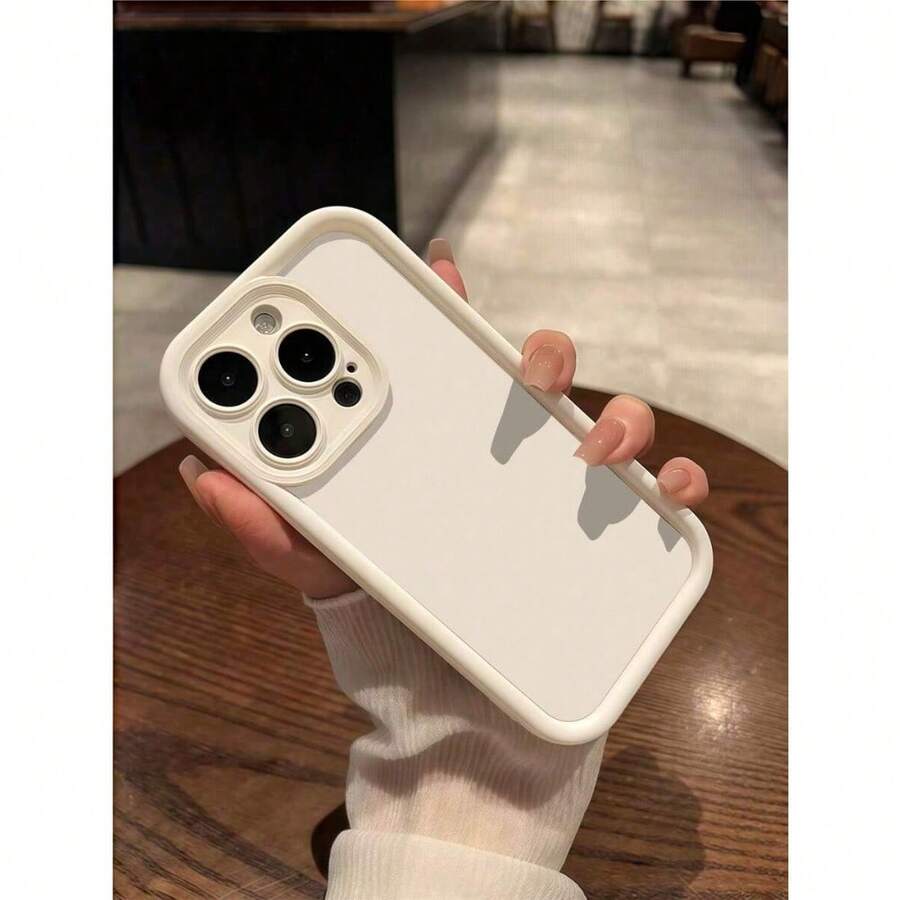 1pc Burgundy Personalized Pattern Full Coverage TPU Shockproof Phone Case Compatible With IPhone 16, 15, 14, 13, 12, 11 Pro Max, Series Waterproof Anti-Fall Scratch Resistant - 白色 - 查看 1