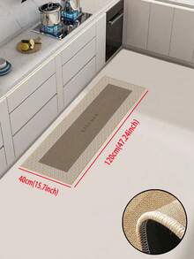 Tapis de cuisine en lin doux en caoutchouc épais de 3,5 mm, style simple moderne, tapis de cuisine absorbant avec bords cousus pour éviter l'écaillage, absorbant l'eau et facile à nettoyer, surface en lin avec milieu en mousse et fond en caoutchouc, convient pour la cuisine, la salle de bain, la buanderie, le couloir, le salon et d'autres espaces - Multicolore - Voir 15