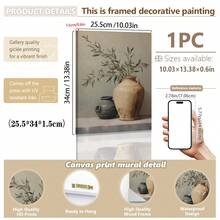 1 Stück gerahmte Leinwandkunst, Olivenbaum und Vintage Vase Leinwanddruck, moderne Wanddekoration, geeignet für Wohnzimmer, Schlafzimmer, Büro, Nahost-Heimdekoration, Raumdekoration Ästhetik, Retro-Bauernhaus-Stil dekorativer Poster, Frühlingsdekoration - Olivenbaum - Übersicht 20