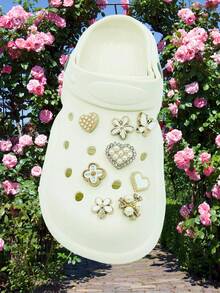 16件套仿珍珠蝴蝶爱心树脂装饰配件，适用于休闲鞋、木屐和凉鞋，设计可爱，是女孩派对礼物和创意礼品的完美之选。 - 彩色 - 查看 5