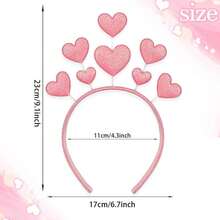 1Pcs Pink Heart Headband Valentines Party Decorations Glitter Love Heart Headbands Valentines Day Hair Hoop Hairband Fashion Non Slip Hair Accessories For Women Birthday Holiday Gifts - 情人節-4 - 查看 2