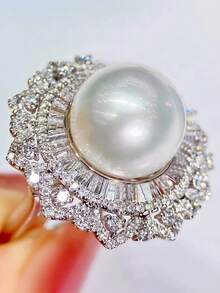 1 PC Fashion Cubic Zirconia & Faux Pearl Ring For Women For Valentine's Day Gift Wedding Anniversary Party Jewelry - 1# - View 8